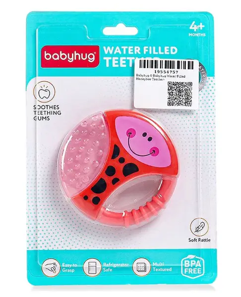 Babyhug Water Filled Honeybee Teether With Soft Sound Rattle - Red