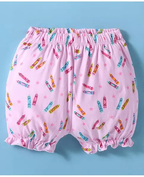 Tango Single Jersey Knit Bloomer With Crayon Print - Pink