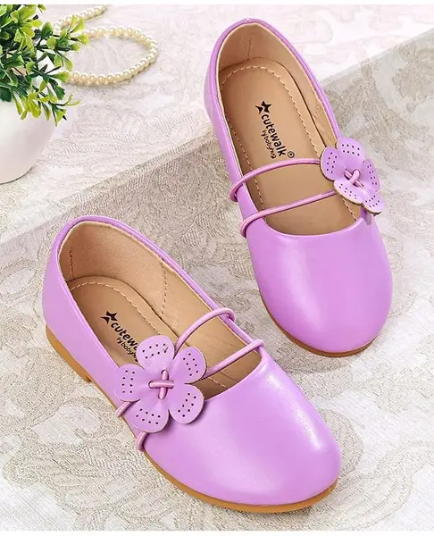 Cute Walk by Babyhug Slip on Ballerina with Floral Applique - Purple
