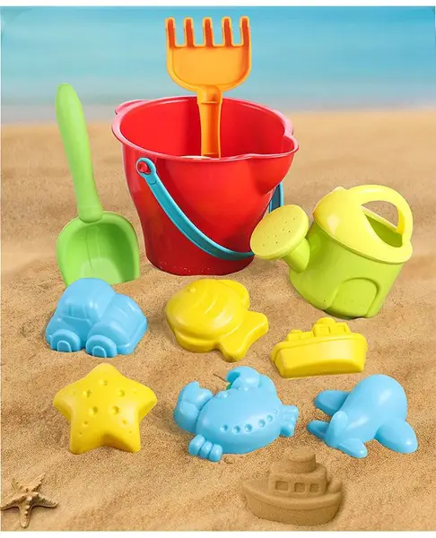Babyhug 10 PCs Beach Play Set with Buckets  Shovels & Moulds for Kids & Toddlers  Outdoor Play