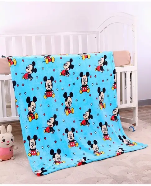 Babyhug Lightweight Disney Mink Blanket Baby Mickey Print - Blue