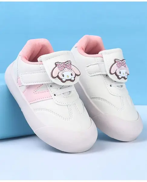 Babyoye Velcro Closure Casual Sneakers with Puppy Applique - Pink