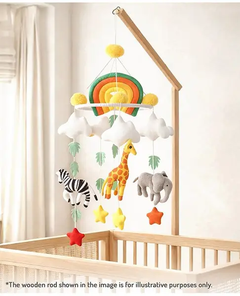 Bonfino Premium Cot Mobile - Safari-Themed Hanging Toy for Cradles & Cribs