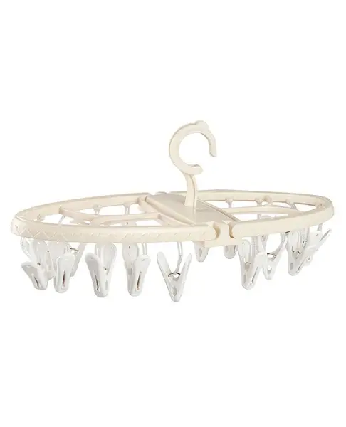 Circular Shaped Hanger With Clips White & Beige - 18 Clips
