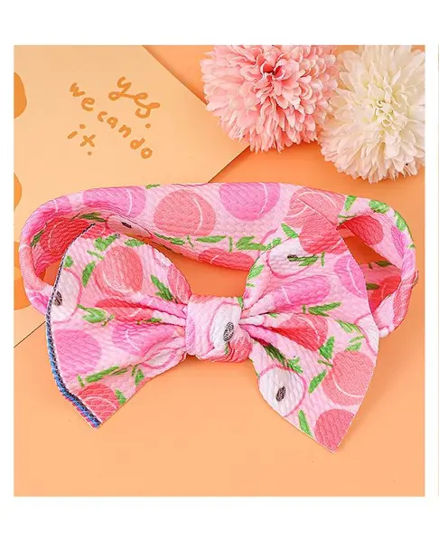 Babyhug Headbands with Bow Applique & Fruits Print- Pink