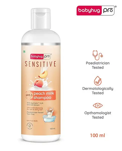 Babyhug Pro Sensitive pH 5.5 Peach Milk Shampoo - 100 ml