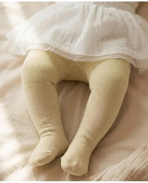 Cute Walk by Babyhug Cotton Woven Anti Bacterial Solid Coloured Tights - Beige