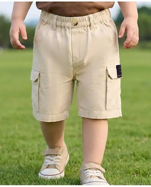 Babyoye 100% Cotton Woven Solid Colour Short - Cream