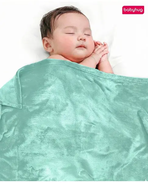 Babyhug Super Soft Coral Fleece Baby Blanket  Turquoise