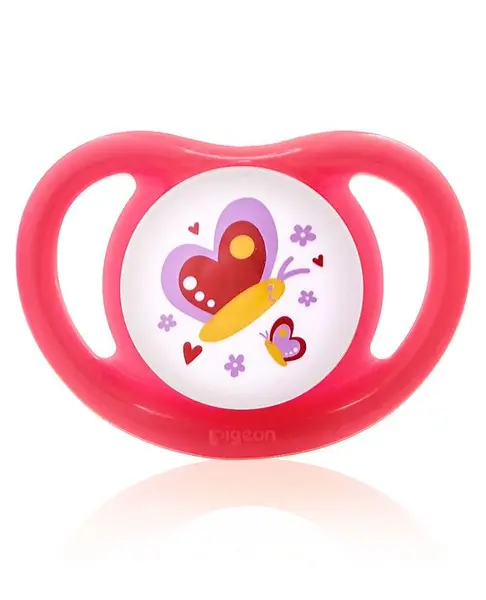 Pigeon Mini Light Pacifier with Butterfly Print Large Size BPA Free - Pink