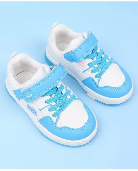 Babyoye Casual Shoes with Velcro Closure Lace Detailing & Tape Design - Blue