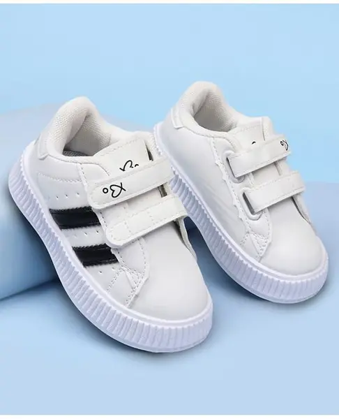 Babyoye Casual Shoes with Velcro Closure & Tape Detailing - White (Counter part color may vary)