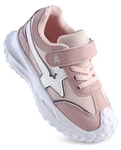 Pine Kids Solid Sneaker Shoes With Velcro Closure - Pink