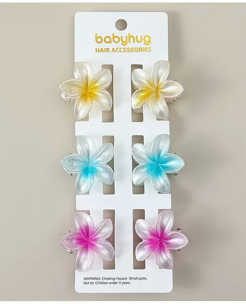 Babyhug Hair Clips Pack of 6 With Floral Applique- Multicolor