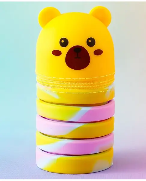 Cute Bear Expandable Pencil Pouch  - Yellow
