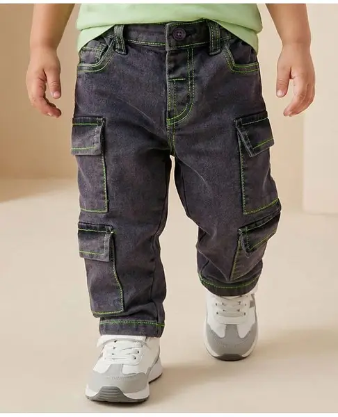 Babyoye Denim Full Length Washed Jeans - Black