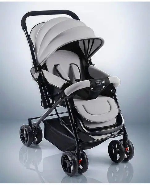 Babyhug Symphony Stroller With Reverisble Handle & Mosquito Net - Grey