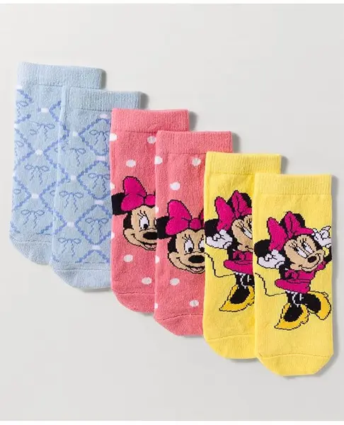 Cute Walk by Babyhug Disney Knit Ankle Length Antibacterial Socks with Minnie Mouse Design Pack of 3 - Multicolor