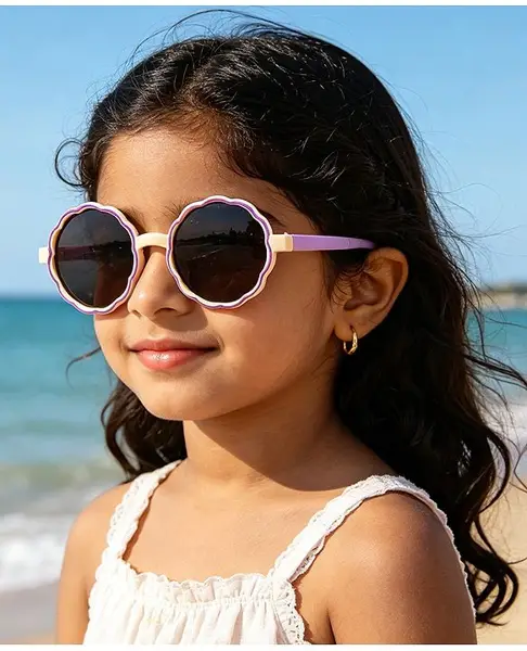 Pine Kids Solid Colour Round Sunglasses-  Beige