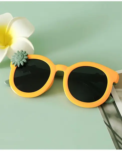 Babyhug Solid Coloured Sunglasses With Flower Applique - Yellow