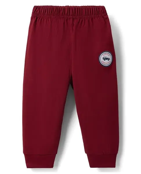 Ollypop Sinker Knit Full Length Lounge Pant With Patch - Maroon