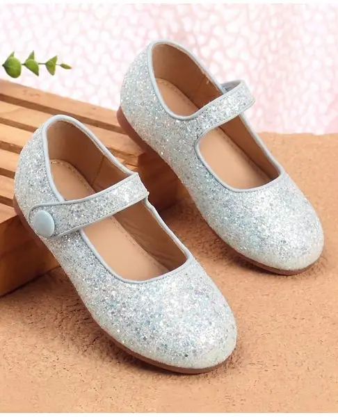 Babyoye Velcro Closure Ballerina with Glitter Print - Blue