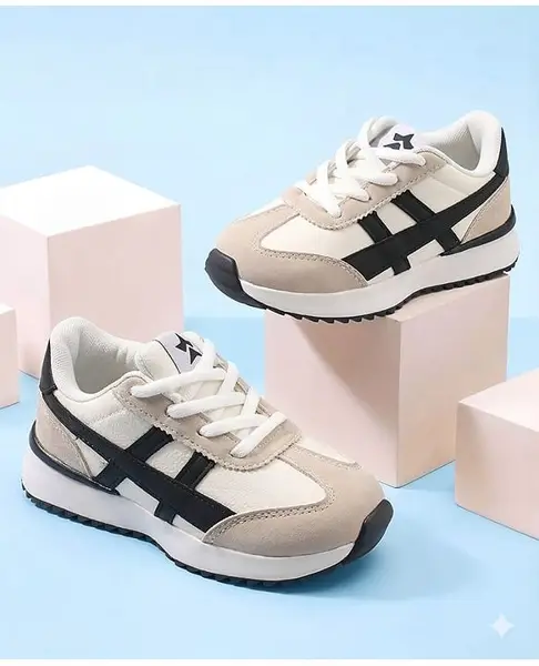 Cute Walk by Babyhug Lace Up Solid Sneaker Shoes - Black