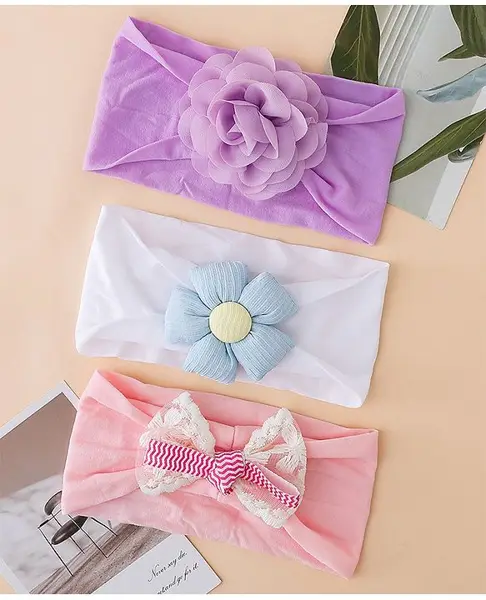 Babyhug Floral Bow Stretch Kids Headband - PInk & Purple