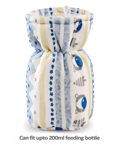 Babyhug Feeding Bottle Cover Bear Print Medium Blue White - Fits Upto 180 ml Bottle