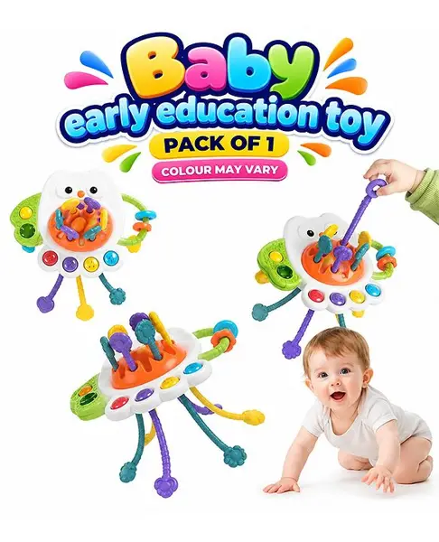 NEGOCIO Baby Early Education Toy  Musical Owl  Fun Squeeze Pump  Teething Gum Toy  Happy Growth  Best Gift for Children.- Pack of 1 - Color May Vary
