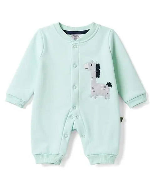 Mini Taurus Knitted Full Sleeves Animal Embroidered Sleepsuit - Mint