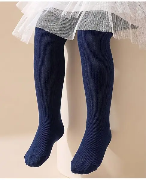 Cute Walk by Babyhug Cotton Knit Full Length Solid Anti Bacterial Tights - Black