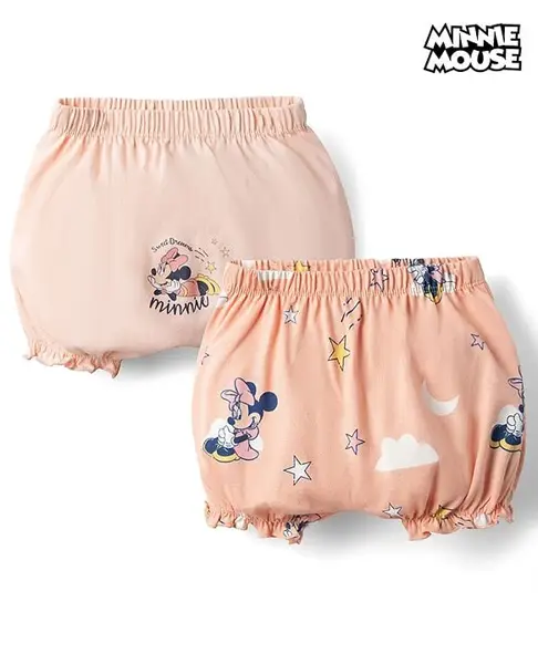Babyhug Disney Interlock Knit  Bloomers with Minnie Mouse Graphics Pack of 2 - Pink