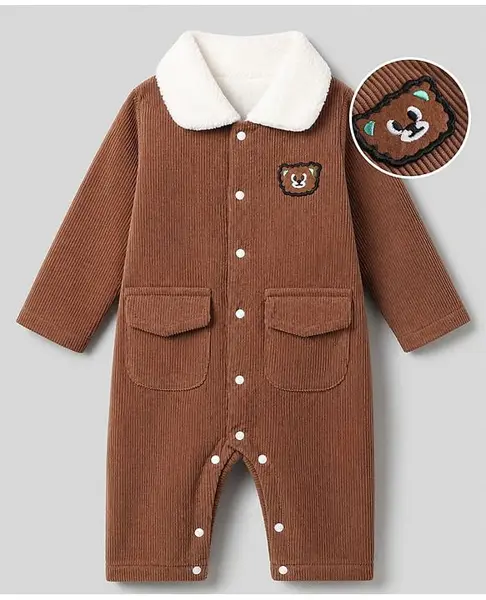 Mark & Mia Full Sleeves Winter Wear Romper - Brown