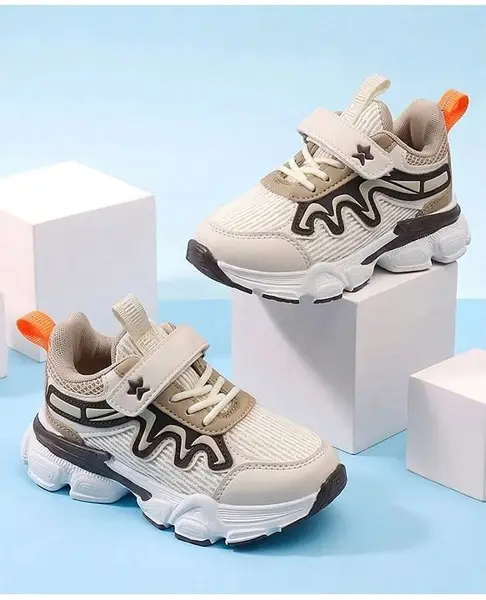 Cute Walk by Babyhug Velcro Closure Solid Sneakers - Beige