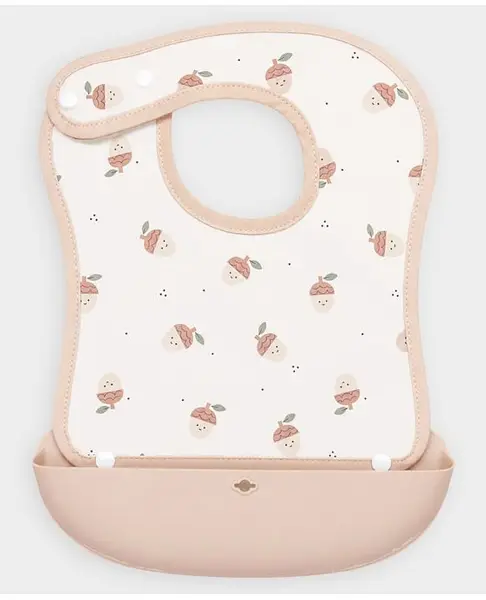 Mi Arcus Weaning Bib with Crumb Catcher Pocket & Adjustable Snap Closure Waterproof & Easy-Clean- Cream