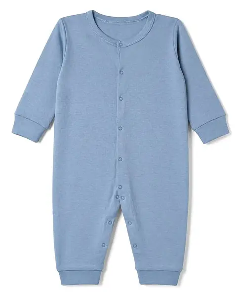 Babyhug 100% Cotton Interlock Knit Full Sleeves Solid Romper - Light Grey