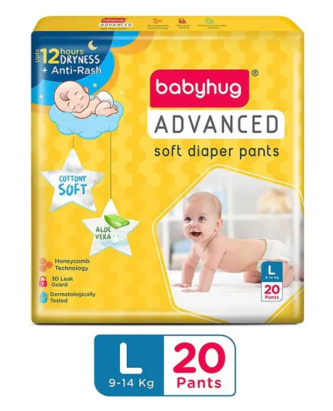 Babyhug Advanced Pant Style Diapers Large (L) Size - 20 Pieces