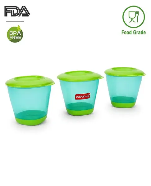 Babyhug 150 ml Weaning Pots Set of 3 - Sea Green