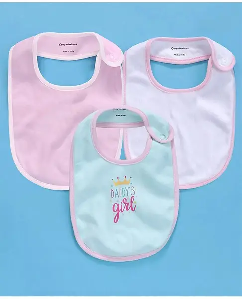 My Milestones Bibs Value Set 3 Pcs - Baby Pink Aqua White