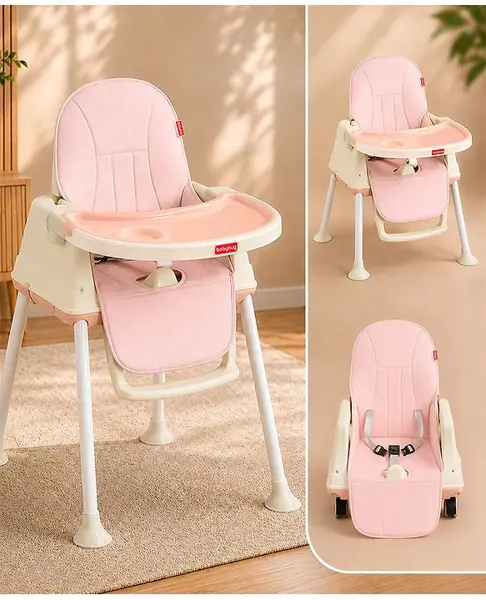 Babyhug 3 in 1 Comfy High Chair - Pink (Assembly Video Available)