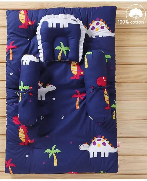 Babyhug Cotton Bedding Set Dino Print - Navy