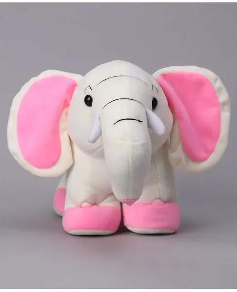 Play Toons Elephant Soft Toy White Pink - Height 22 cm
