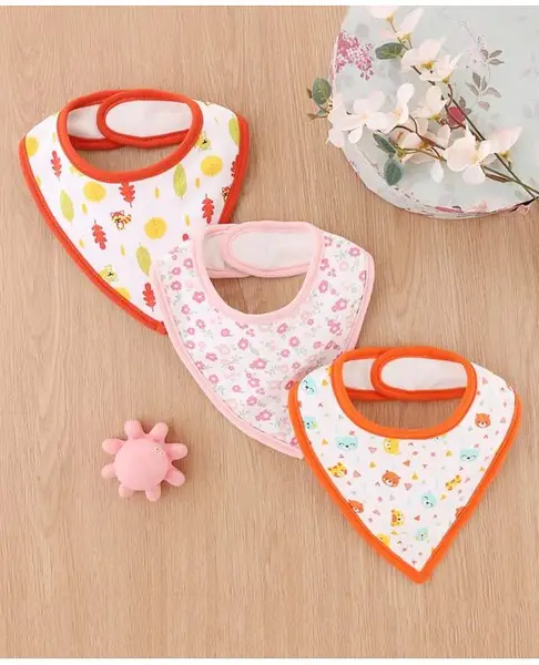 Babyhug Cotton Bibs Set of 3 - Multicolor