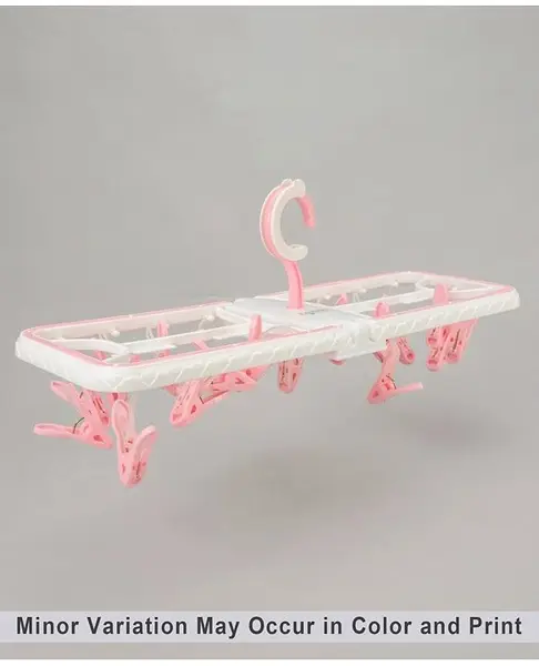 Rectangular Shaped Hanger With 18 Clips (Color & Print May Vary)