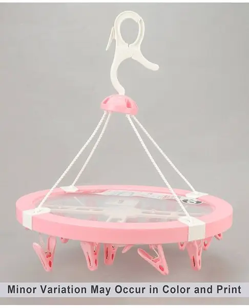Circular Shaped Hanger With Hook 20 Clips (Colour & Print May Vary)