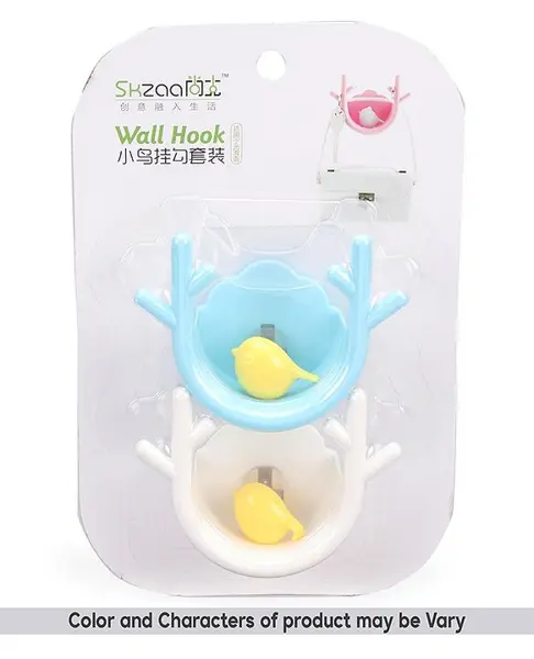 Wall Hook Bird Nest Shape Pack Of 2 (Color & Character May Vary)