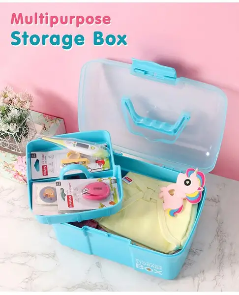 Compact Multi Functional Storage Box With Handles - Blue