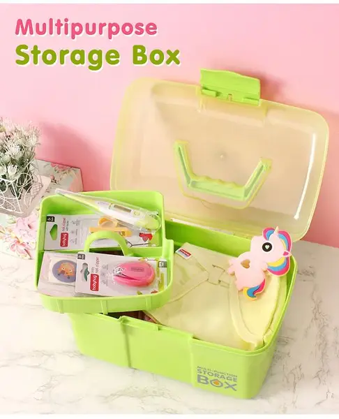 Compact Multi Functional Storage Box with Handles- Green