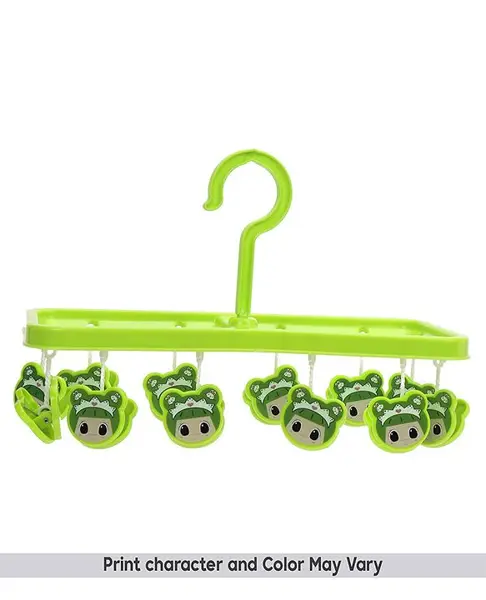 Hanger With Face Shape Hook - 12 Clips (Color & Design May Vary)